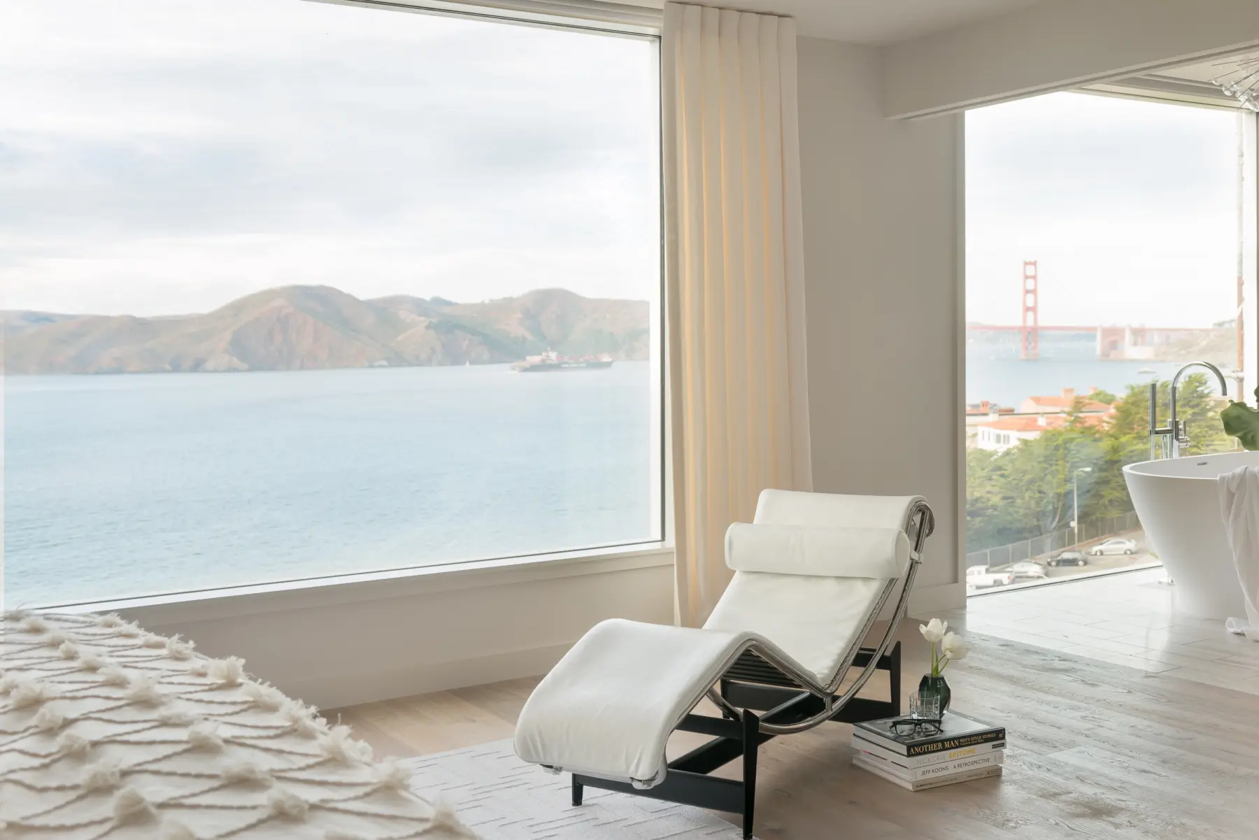 Master bedroom and bath view overlooking the golden gate bridge